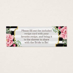 Bridal Shower Recipe Poem Pink Floral Stripes