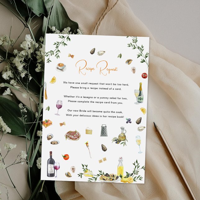Bridal Shower Recipe Request Enclosure Card (Creator Uploaded)
