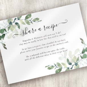 Bridal Shower Recipe Request   Eucalyptus  Enclosure Card