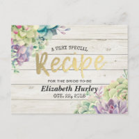 Bridal Shower Recipe Succulent Plants Rustic Wood
