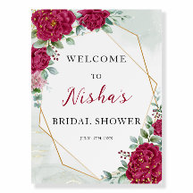 Bridal Shower Red Floral Welcome