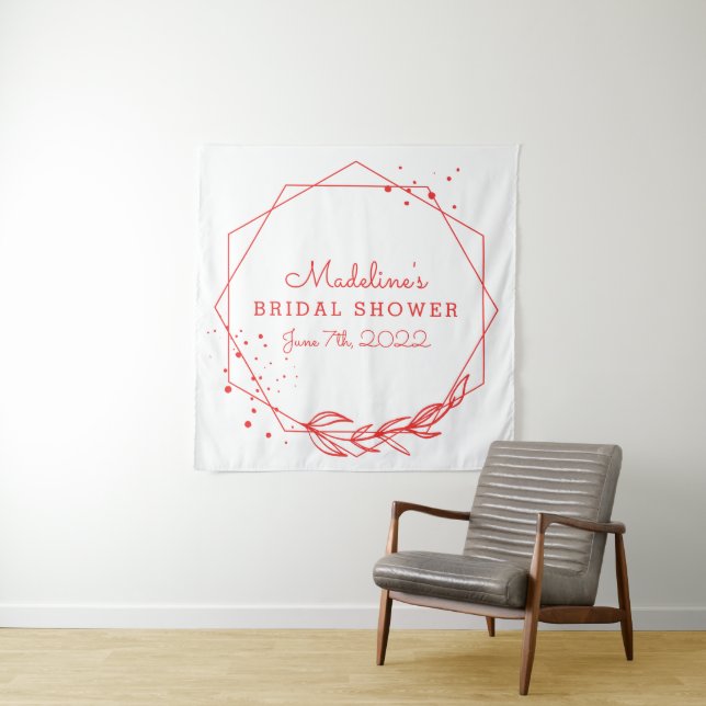 BRIDAL SHOWER Red Geometric Tapestry (In Situ)