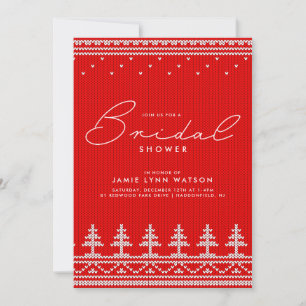  BRIDAL SHOWER   Red Knit Christmas Tree Sweater Invitation
