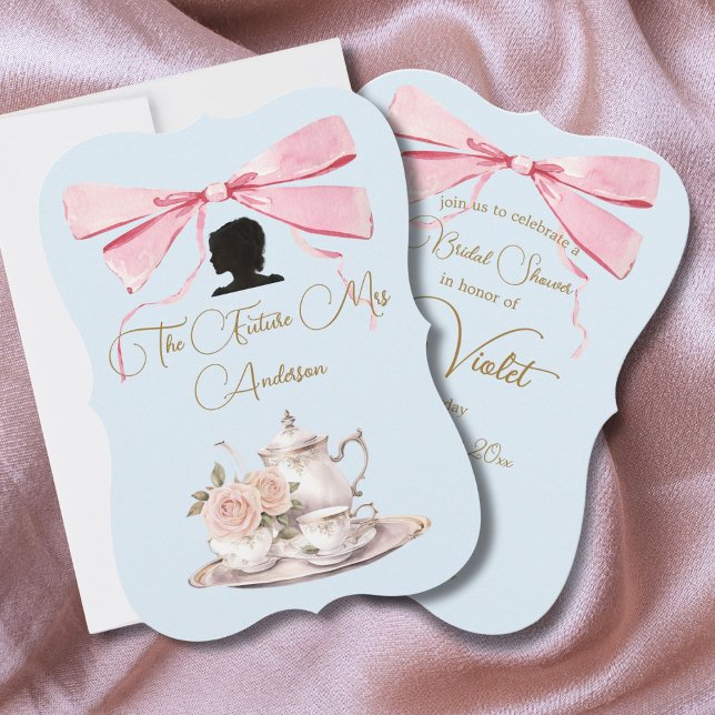 Bridal Shower Regency Tea Party Silhouette Ribbon (Creator Uploaded)