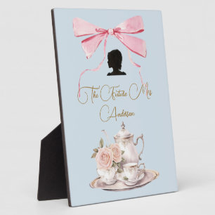 Bridal Shower Regency Tea Party Silhouette Ribbon Plaque