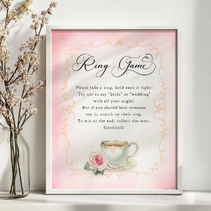Bridal Shower Ring Game Sign – Tea Party Theme
