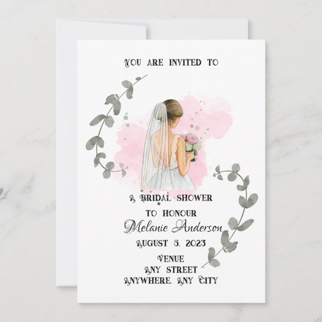 BRIDAL SHOWER, romantic bride theme Invitation (Front)