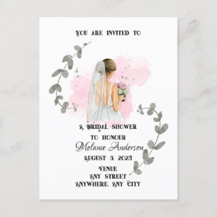 BRIDAL SHOWER, romantic bride theme  Postcard