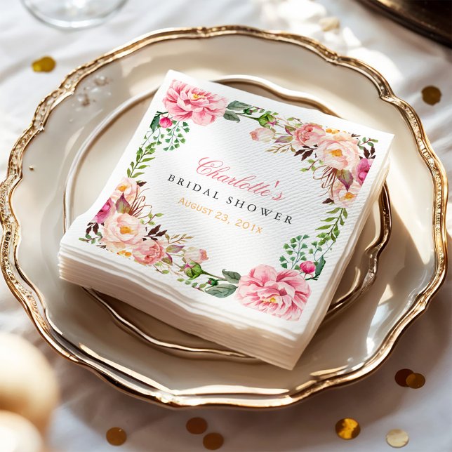 Bridal Shower Romantic Chic Floral Wreath Wrap Napkin (Creator Uploaded)