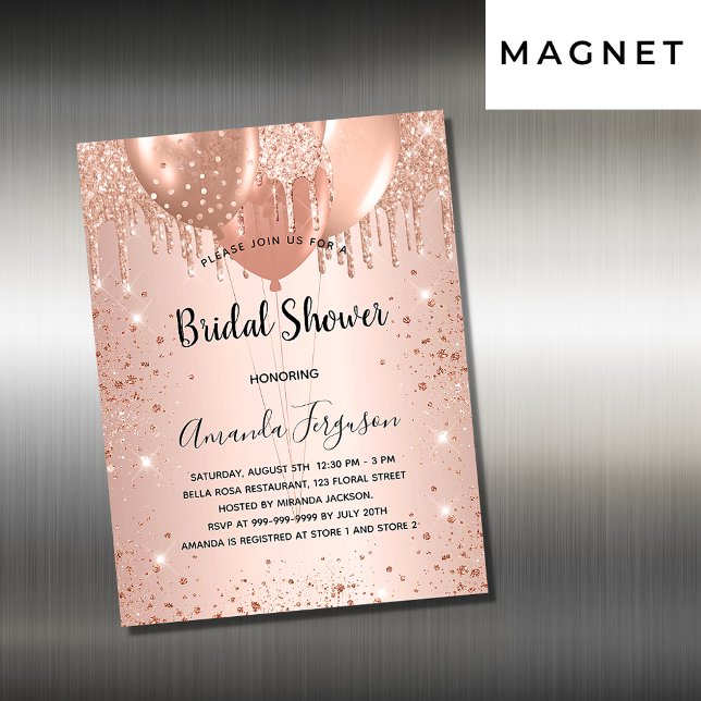 Bridal Shower rose gold balloons magnet invitation (Creator Uploaded)