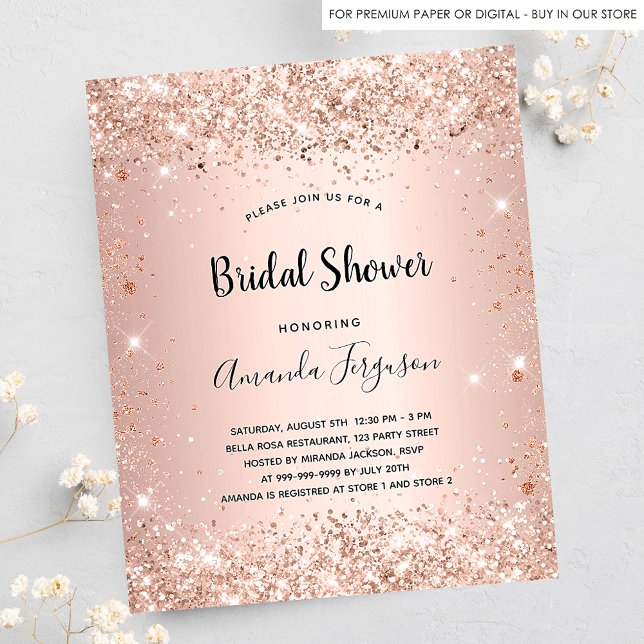 Bridal Shower rose gold budget invitation Flyer (Creator Uploaded)