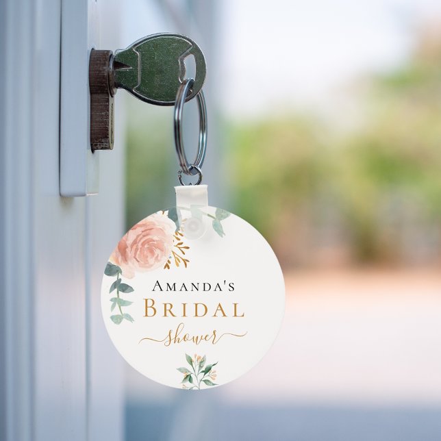 Bridal Shower rose gold floral eucalyptus favour Key Ring (Creator Uploaded)
