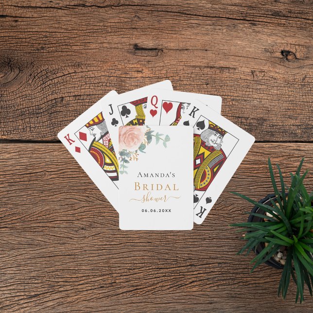 Bridal Shower rose gold floral eucalyptus greenery Playing Cards (Creator Uploaded)