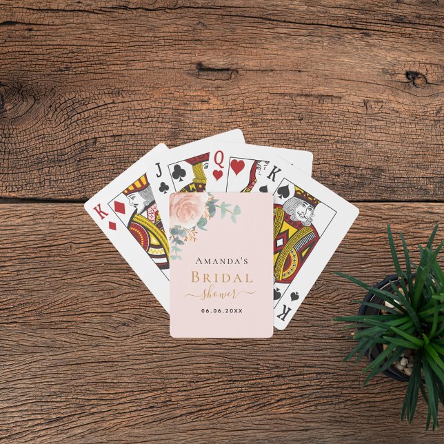 Bridal Shower rose gold floral eucalyptus greenery Playing Cards (Creator Uploaded)