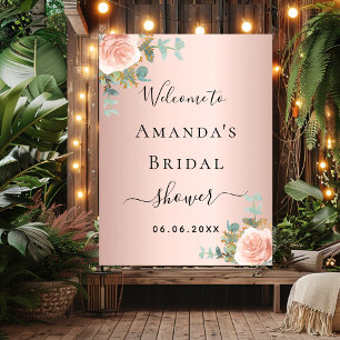Bridal Shower rose gold florals welcome sign