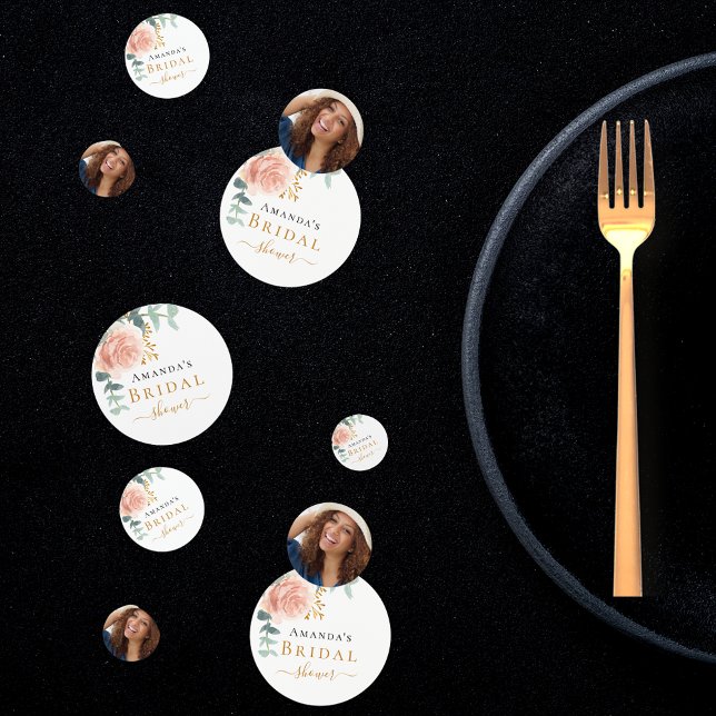 Bridal Shower rose gold flower photo Confetti (Creator Uploaded)