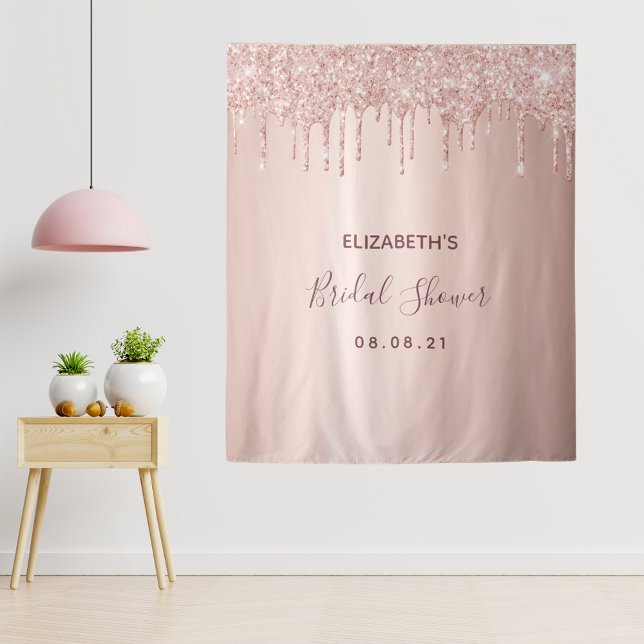 Bridal Shower rose gold glitter drips glam Tapestry (Creator Uploaded)