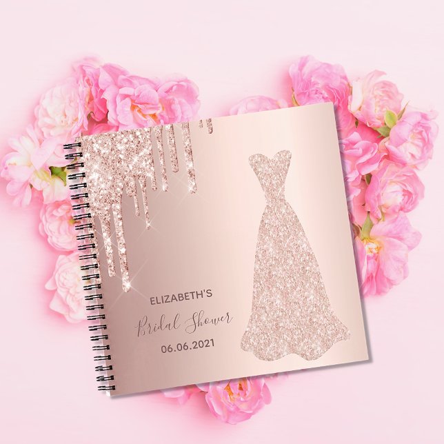 Bridal Shower rose gold glitter drips guest book (Creator Uploaded)