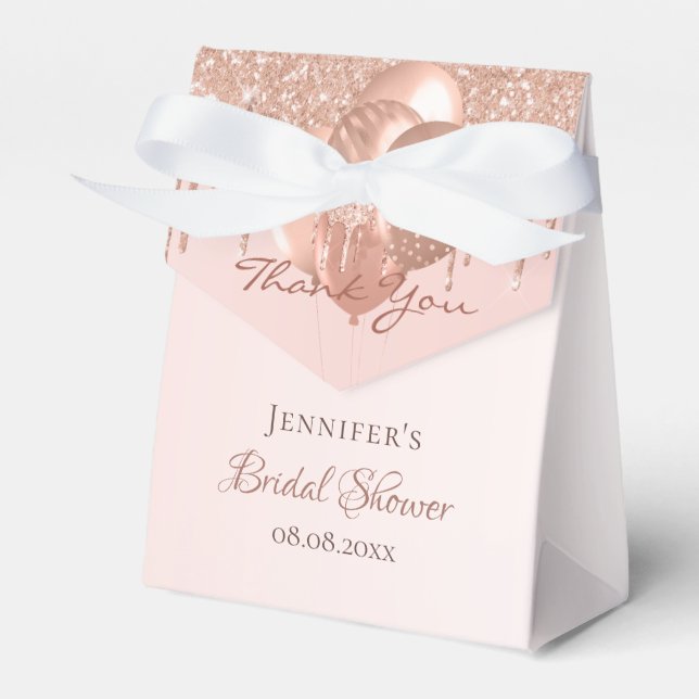 Bridal Shower rose gold glitter drips thank you Favour Box (Front Side)