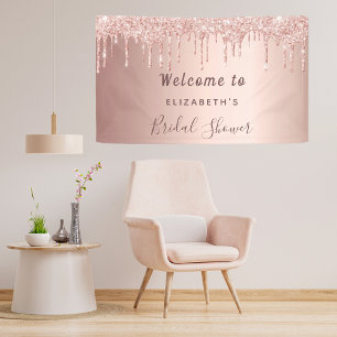 Bridal Shower rose gold glitter drips welcome Banner