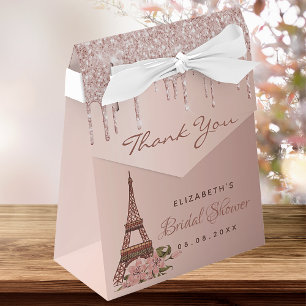 Bridal Shower rose gold glitter Paris thank you Favour Box