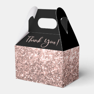 Bridal Shower Rose Gold Glitter Thank You Black Favour Box