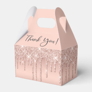 Bridal Shower Rose Gold Glitter Thank You Favour Box