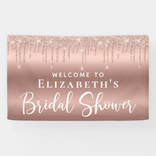 Bridal Shower Rose Gold Glitter Welcome Banner