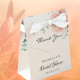 Bridal shower rose gold pink floral thank you favour box