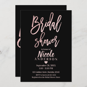 BRIDAL SHOWER Rose Gold Pink Foil Modern Script Invitation