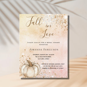 Bridal shower rose gold rustic pumpkin fall love invitation postcard