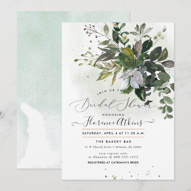 Bridal Shower Rustic Blue Gum Eucalyptus Invitation (Front/Back)