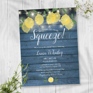 Bridal Shower Rustic String Lights Squeeze Lemons Announcement Postcard