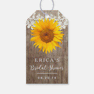Bridal Shower Rustic Sunflower Laced Barn Wood Gift Tags