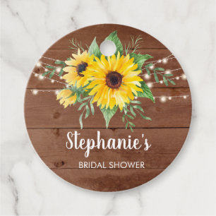 Bridal Shower Rustic Sunflower Wood Thank You Favo Favour Tags