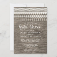 Bridal Shower Rustic Wood Fence Lace Typography