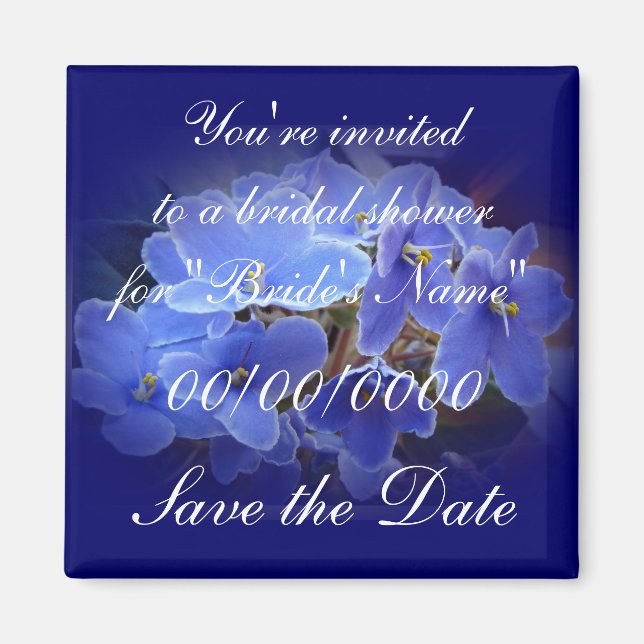 Bridal Shower Save Date Easter Blue African Violet Magnet (Front)