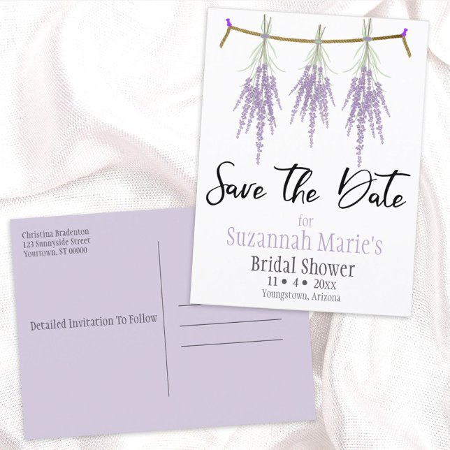 Bridal Shower Save The Date Dry Lavender Bundles Announcement Postcard (Creator Uploaded)