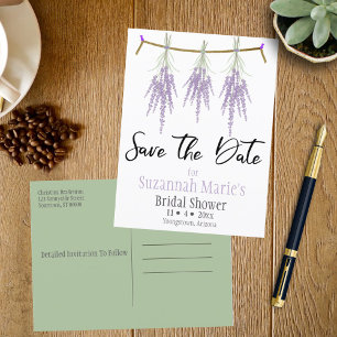 Bridal Shower Save The Date Dry Lavender Bundles Announcement Postcard