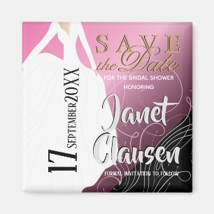 Bridal Shower - Save the Date - Pink Magnet