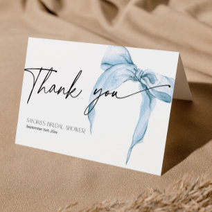 Bridal Shower She is tying the knot dusty blue Thank You Card