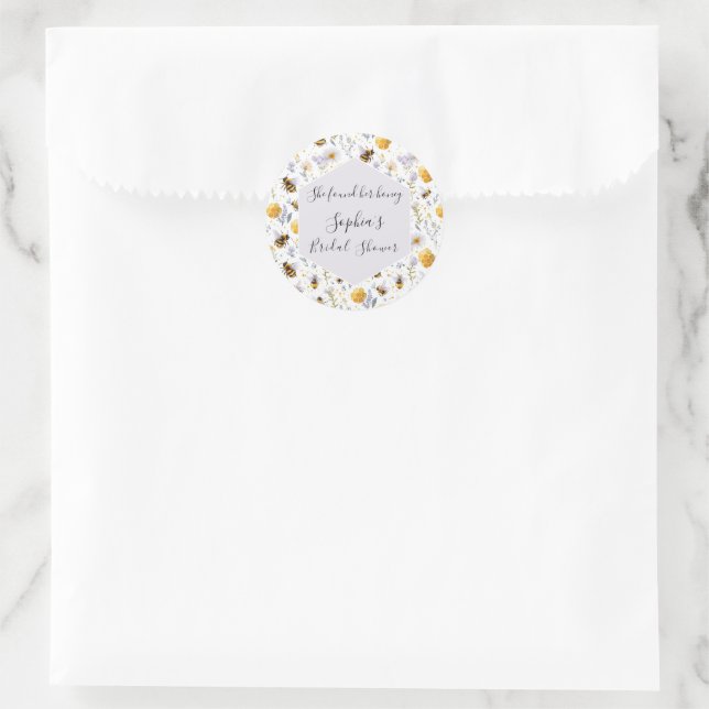 Bridal Shower She's Found Her Honey Bees Floral Classic Round Sticker (Bag)