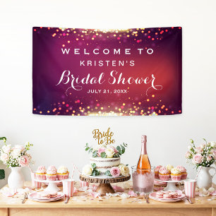 Bridal Shower Shimmer Gold Glitter Sparkles Banner