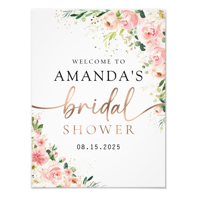Bridal Shower Sign, Flower Bridal Shower, Greenery Photo Print (Front)