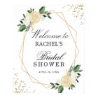 Bridal Shower Sign Greenery Gold Glitters Floral
