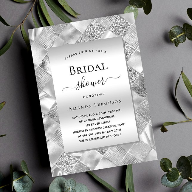 Bridal Shower silver elegant modern Invitation (Creator Uploaded)