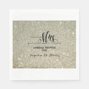Bridal Shower Silver Glitter Future Mrs. Modern Napkin