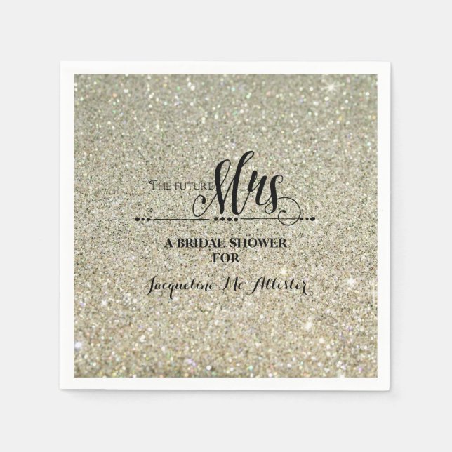 Bridal Shower Silver Glitter Future Mrs. Modern Napkin (Front)
