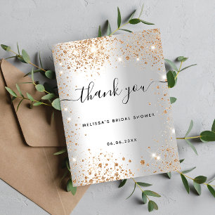 Bridal Shower silver gold thank you card