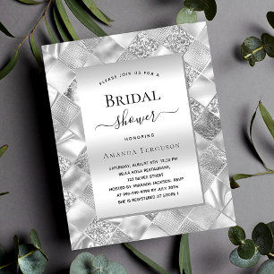 Bridal Shower silver modern budget invitation